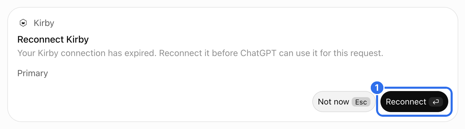 ChatGPT asks to reconnect Kirby