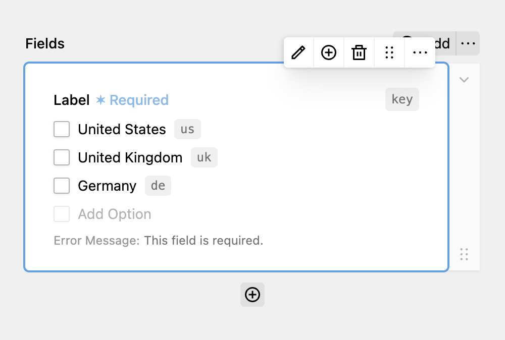 Checkboxes field example